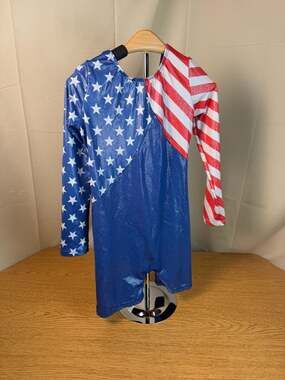 BAOHULU Girls Long Sleeve American Flag Patriotic Gymnastics Leotard